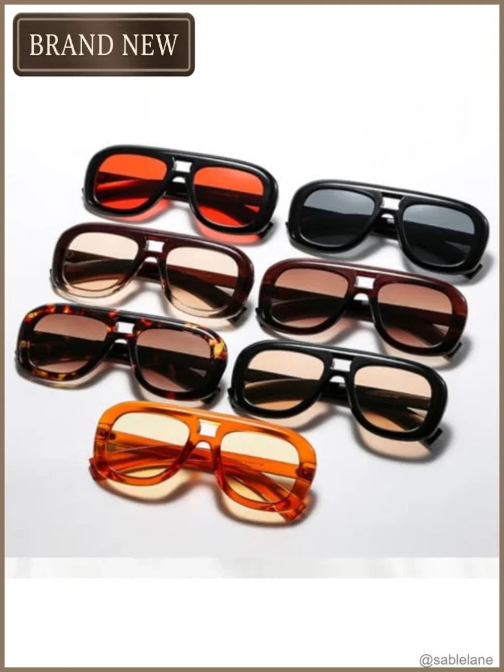 Unisex Oversized Square Aviator Sunglasses UV400 Protection Fashion Shades